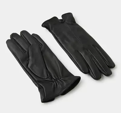 Accessorize Luxe Ladies Black Real Leather Lined Gloves - Size S/M NEW • £20