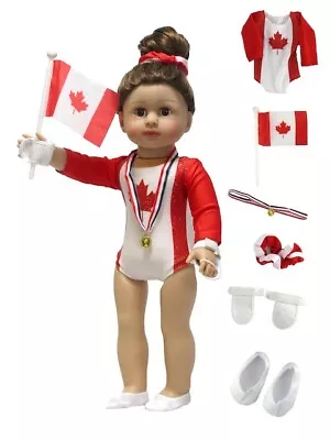 18  Doll Clothes- CANADA Gym Leotard / Medal / Grips - Fits American Girl - NEW! • $15.37