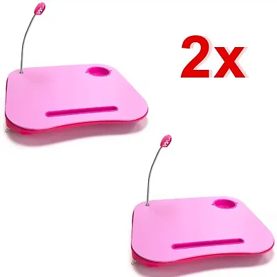 2 X Laptop Cushion Tray With LED Light & Cup Holder Reading Table Work Station • £14.85
