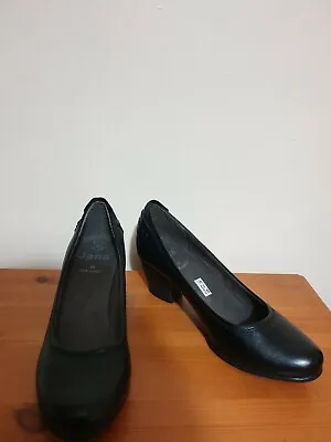 JANA HEELS Work Shoes 5.5 38.5 Classic BLACK Leather New Without Box • £20