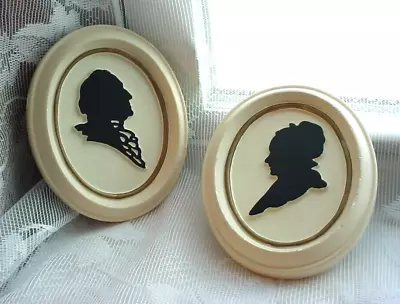 Vintage Plasterware Silhouette Oval Picture Plaques George Martha Washington • $12.96