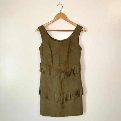 $32 • Buy Vakko INC Faux Suede Fringe Lady Luck Equestrian Country Cowgirl Southern Dress