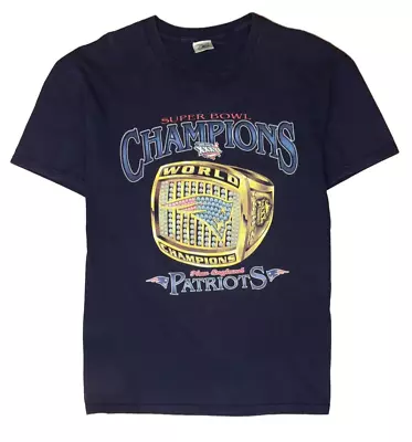 Vintage New England Patriots Super Bowl XXXVI Ring T-Shirt Size Large 2001 NFL • $50