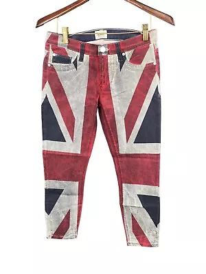 Hudson Jeans Made In USA Krista Skinny Crop Jeans Union Jack Fag Size 26 NWT • £53.20