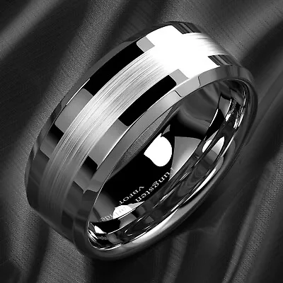 8mm Tungsten Wedding Band Men Ring Titanium Color Two Tone Bridal Jewelry VBFOT • $10.99