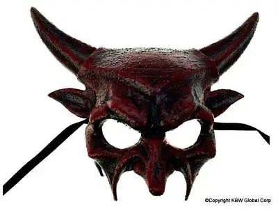 $28.95 • Buy Masquerade Devil Demon Gargoyle Monster Costume Mask W/ Horns Evil Steampunk Red