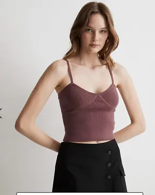 Madewell Corset-Detail Crop Sweater Tank In Pressed Grape Size XS NL178 • $35