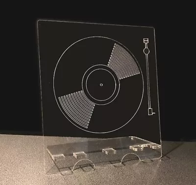Vinyl Record Display Now Playing Stand Album Holder - Engraved Clear Acrylic • $16.41