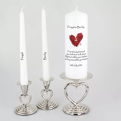 Personalised Wedding Unity Candle - Abstract Heart Of Couples Loving Embrace • £18.95