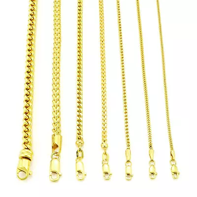 $77.99 • Buy 10K Yellow Gold 1.5mm-6mm Square Wheat Box Franco Chain Pendant Necklace 16 -30 