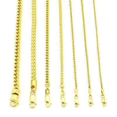 $77.99 • Buy 10K Yellow Gold 1.5mm-6mm Square Wheat Box Franco Chain Pendant Necklace 16 -30 