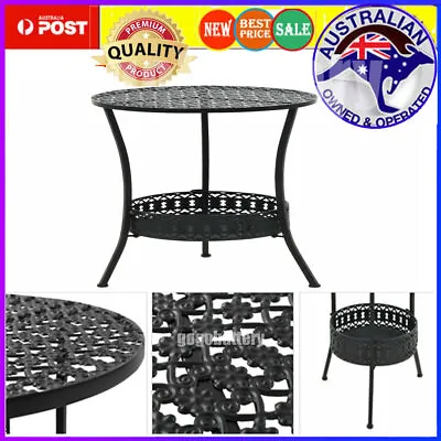 Metal Bistro Table Black Vintage Style Outdoor Garden Patio Furniture 40 X 70 Cm • $148.74