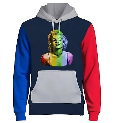 $34.99 • Buy Men's Marilyn Monroe Rainbow T160 Navy Color Block Hoodie Gay Lesbian LGBT Love