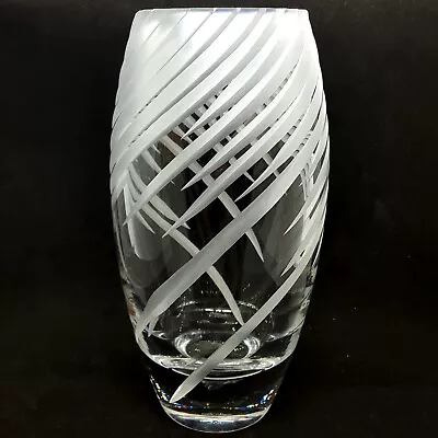 Mikasa Tempest 10  Vase Heavy Cut Glass Lead Crystal Yugoslavia Etched And Clear • $49.95