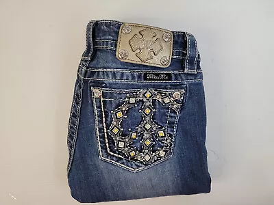 Miss Me Blue Jeans Womens 26 Signature Boot (inseam 33 ) Peace Sign Pockets • $34.99