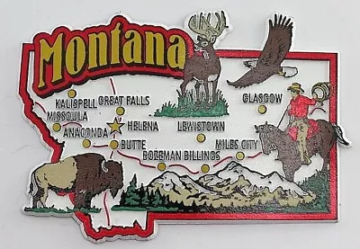 Montana State Map And Landmarks Collage Fridge Collectible Souvenir Magnet • $8.45