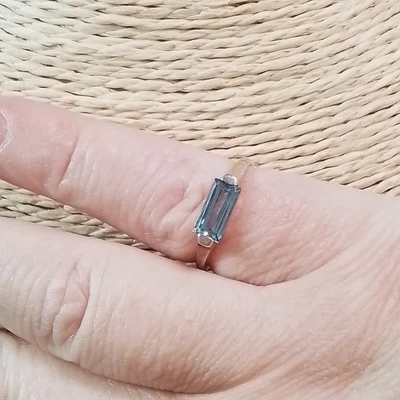 £20 • Buy 925 Sterling Silver & Blue Spinel Dainty Lady Ring Baguette Cut Size I 1/2 Used 