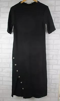 Country Road Womens Pencil Midi Dress Black Ribbed XL 16 Short Sleeve High Neck • $34