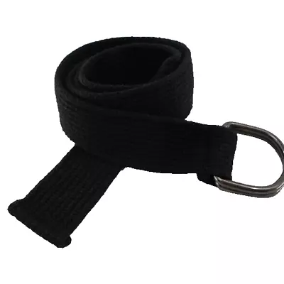 Unisex 1.5  Webbed D-Ring Belt Black Adjustable Casual Hippie Grunge Sz 30 • $13