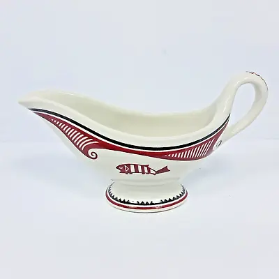 Dishes Mimbreno Santa Fe Dining Car Service Replica Maroon Gravy Boat Fish Image • $49.95