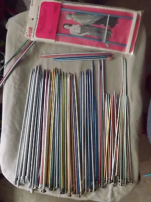 Vintage Lot Knitting Needles Metal Plastic Various Colors Sizes Widths Lengths • $12.99