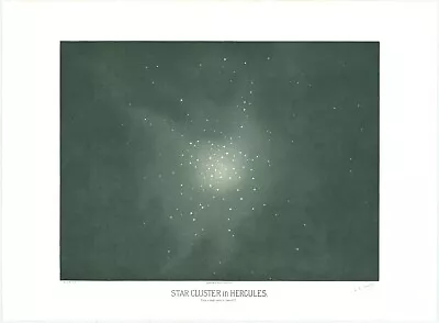 1881 Illustration Of Hercules Cluster Messier 13 Astronomy Art Poster Print • $30