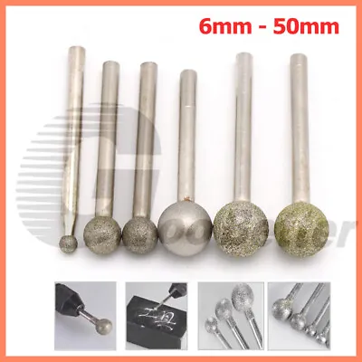 6-50mm Ball Diamond Burr Grinding Drill Bits For Dremel Rotary Tool 6/8mm Shank • $3.25