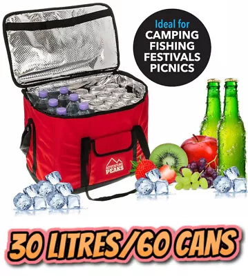 Extra Large 30L Insulated Cooler Cool Bag Box Picnic Camping Food Drink Ice • £12.95