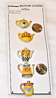 Miniature Tea Pot Button Covers Set Of 5 Pre-owned  Vintage • $11.50