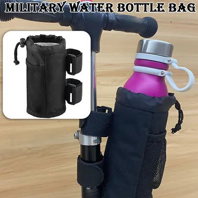 Outdoor Tactical Molle Nylon Durable Military Water Bottle Bag Bicycle Black Cup • $10.72