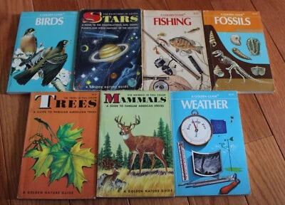 $29.99 • Buy Lot Of 7 Vintage Golden Field Guides Fossils, Stars, Fishing, Mammals, Birds++