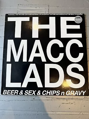 The Macc Lads BEER & SEX & CHIPS & GRAVY RED NM Vinyl LP  1988 COVER VERY GOOD • £25