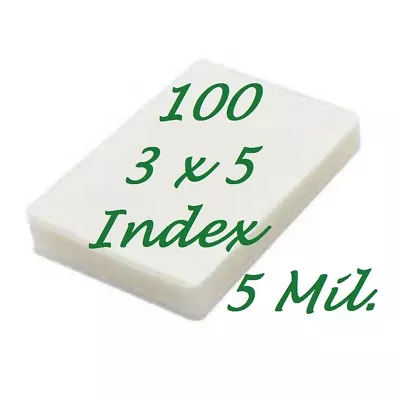 3 X 5 100 5 Mil Laminating Pouches Sheets 3-1/2 X 5-1/2 File Index X-CLEAR • $21.99