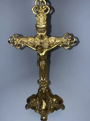 $300 • Buy Altar Crucifix Cross Standing Antique Jesus Church Brass Christ Catholic Metal