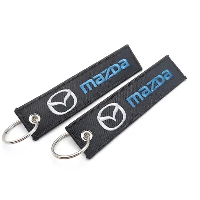 2PCS Embroidered Car Keychain Jet Tag Key Chain Ring Double Sided Logo For Mazda • $10.99