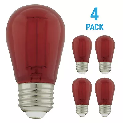 4 Pack Satco S8022 LED Filament Bulb 120V 1W =11W S14 Medium E26 Transparent Red • $9.95