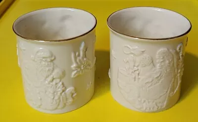 2 MIKASA Holiday Elegance Fine Porcelain Candle Holders SANTA And GIFT THEME 3  • $22