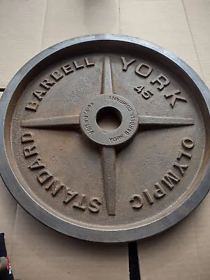 York Olympic 45 Lb Plate Legacy Milled Edges Back York Pa • $150