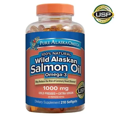 Pure Alaska Wild Salmon/Fish Oil Omega 3 2000 Mg EPA DHA 210 Softgel Exp-11/25 + • $29.37