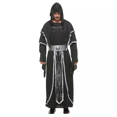 Men Wizard Sorcerer Medieval Warlock Halloween Costume Priest Robe Cosplay US • $35.99