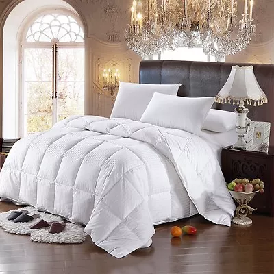 $174.99 • Buy Goose Down Comforter All Season Medium Warmth 100% Cotton Striped Duvet Insert 