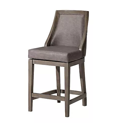 Maven Lane Vienna Stool Reclaimed Oak Finish W/Ronan Vegan Leather (Open Box) • $278.67