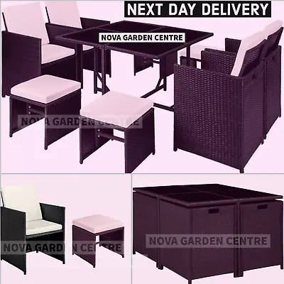 £399 • Buy Cube Rattan Garden Furniture Set Chairs Sofa Table Outdoor Patio Wicker 8 Black