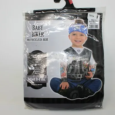 Baby Biker Motorcycle Infant 0-6 Months 4 Piece Halloween Costume NEW In Package • $7.99