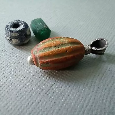 Handmade Silver Jewelry Pendant With Authentic Bead From Antique Persia • $174