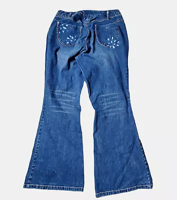 Venezia Lane Bryant Flare Bellbottom Jeans Embroidered Pockets 16x31  Y2K  • $18