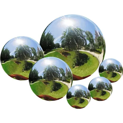 6 Garden Mirror Spheres 15 10 8 5cm Stainless Steel Gazing Balls Globe Ornament • £11.99