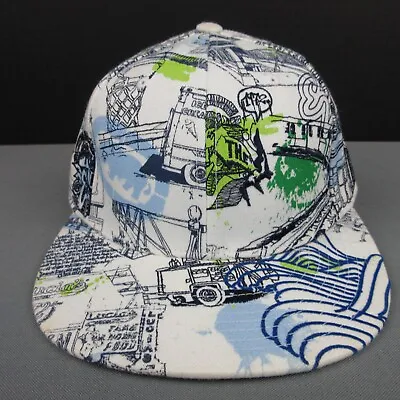 Ecko Unltd Hat Cap Fitted Mens 7 1/4 Blue White All Over Print City Graphics Y2K • $17.99