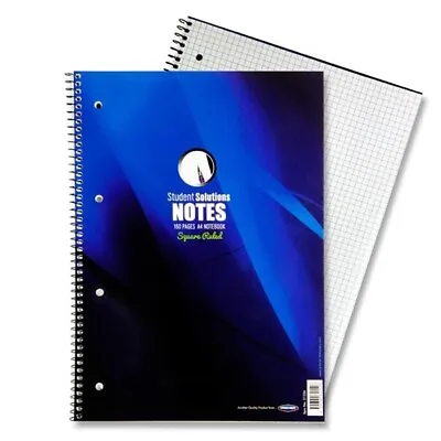 A4 Maths Book 5mm Square Grid Notebook Home School Book Pad 160PG Punched Holes • £4.04