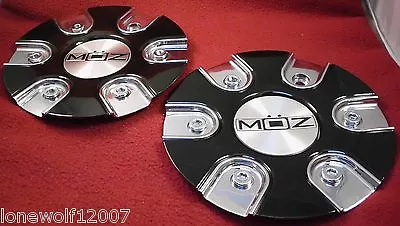 MOZ Wheels Black/Chrome Custom Wheel Center Caps Set Of 2 # 2001-20/LG0802-05 • $99